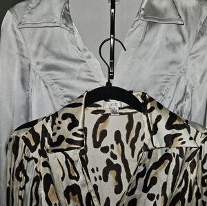 Caché Vintage Silk Animal Print  or Grey Individual Blouse